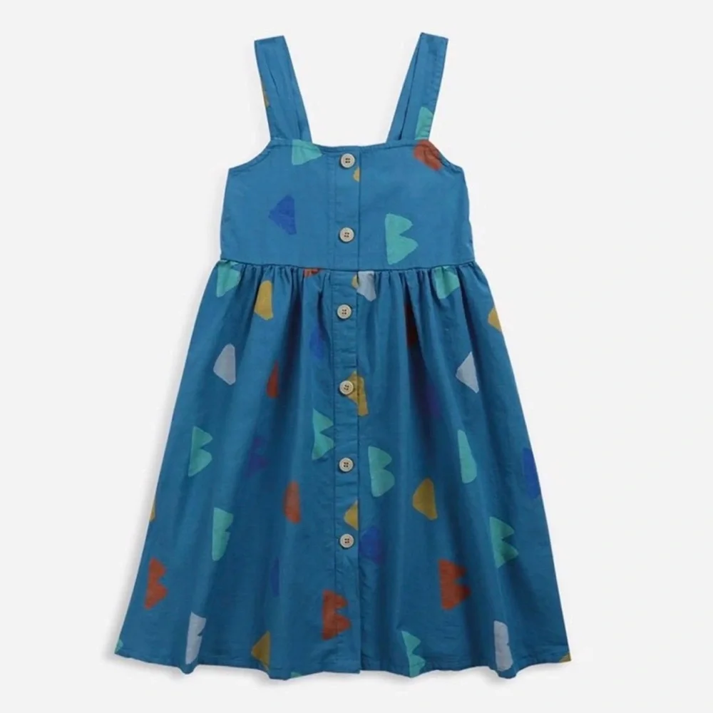 Bobo Choses Kids - Teal Button-Front Sundress with Multicolor Shapes - Picture 6 of 6